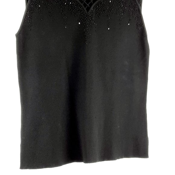 Large Elegant Beta's Black Sleeveless Beaded Party evening Top - Picture 4 of 7